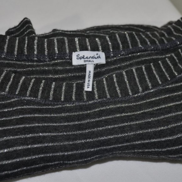 Splendid Grey & Silver Striped Top with Pocket - Picture 7 of 8